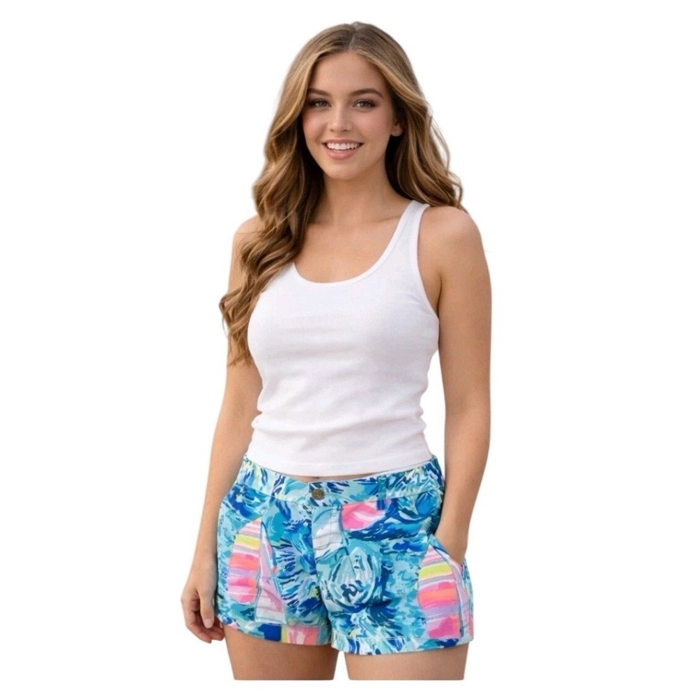 Lilly Pulitzer Callahan 5" Twill Shorts Sailboat Print Size‎ 6, Coastal Preppy